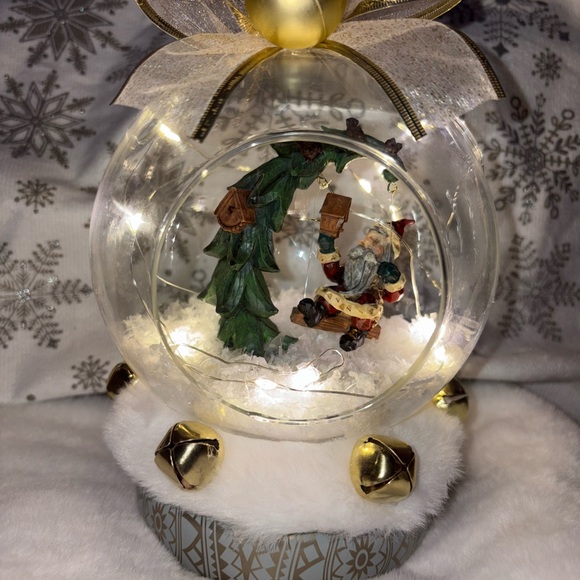 Other - Festive Santa Snow Globe lights up candle one of a kind